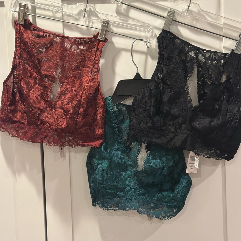Soma Lace Bralette Set - Red, Teal, Black